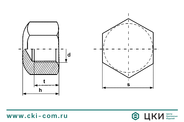 Гайка колпачковая чертеж